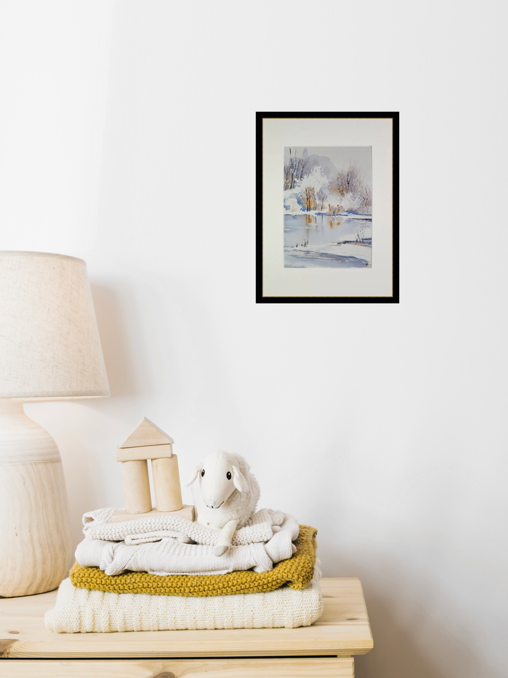 Картина авторская акварельная в паспарту 21*30 см на стену для интерьера "Морозец"