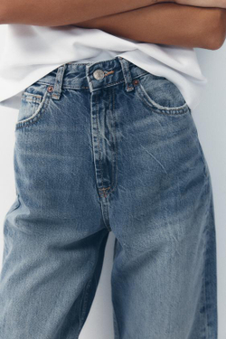 ZARA ДЖИНСЫ С ВЫСОКОЙ ПОСАДКОЙ TRF WIDE LEG, СИНИЙ