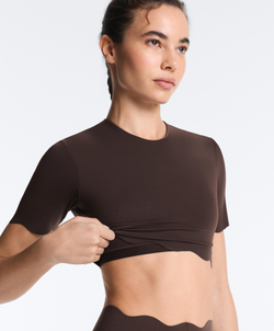 Oysho Топ Compressive волнистый, коричнево-красный