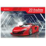 Альбом для рисования А4 20 л. скоба обложка картон BRAUBERG 202х285 мм "Автомир" (2 вида) (24 штуки в упаковке)