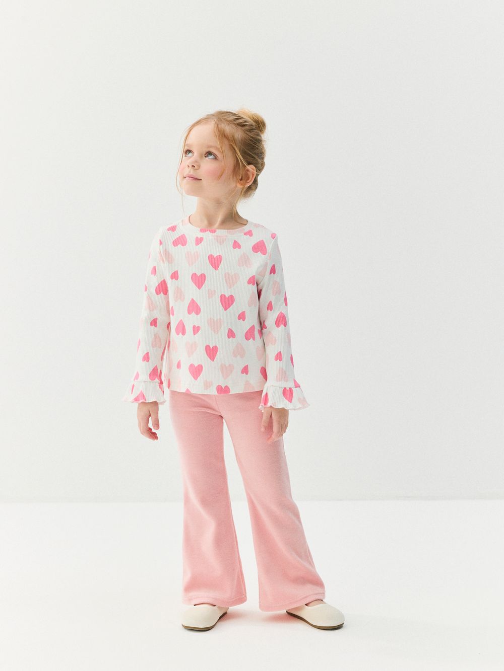 Брюки клеш из велюра "Розовый зефир"