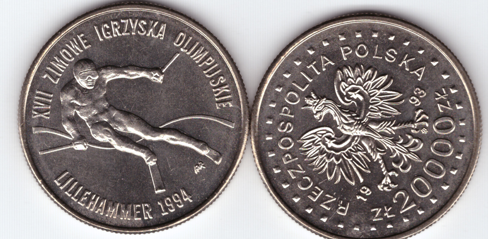 Польша. 1993. 20000 злотых. Лиллехаммер 1994. XVII Зимние Олимпийские игры. Спорт . UNC