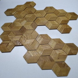 Деревянная мозаика для стен Wood Mosaic Дуб Соты