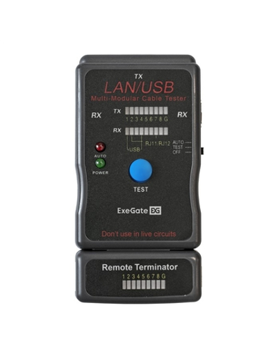 Кабельный тестер Exegate EX293160RUS Тестер сетевой ExeGate EX-T5448 для RJ-45/RJ-11/RJ-12/USB