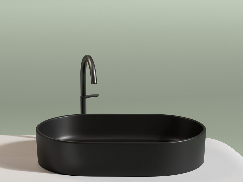 Умывальник чаша накладная овальная (цвет Черный Матовый) Element 608x385x122мм