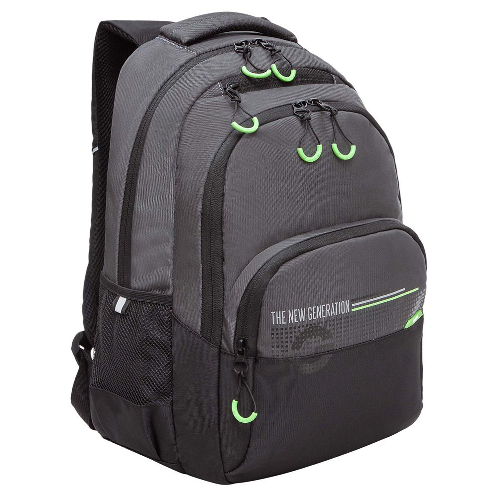 Рюкзак Grizzly, 32*45*23см, 2 отделения, 4 кармана, анатомическая спинка, черный-серый