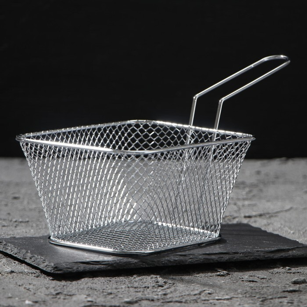 Корзинка для картофеля фри, Квадро мелкая сетка 14*11*6,5см