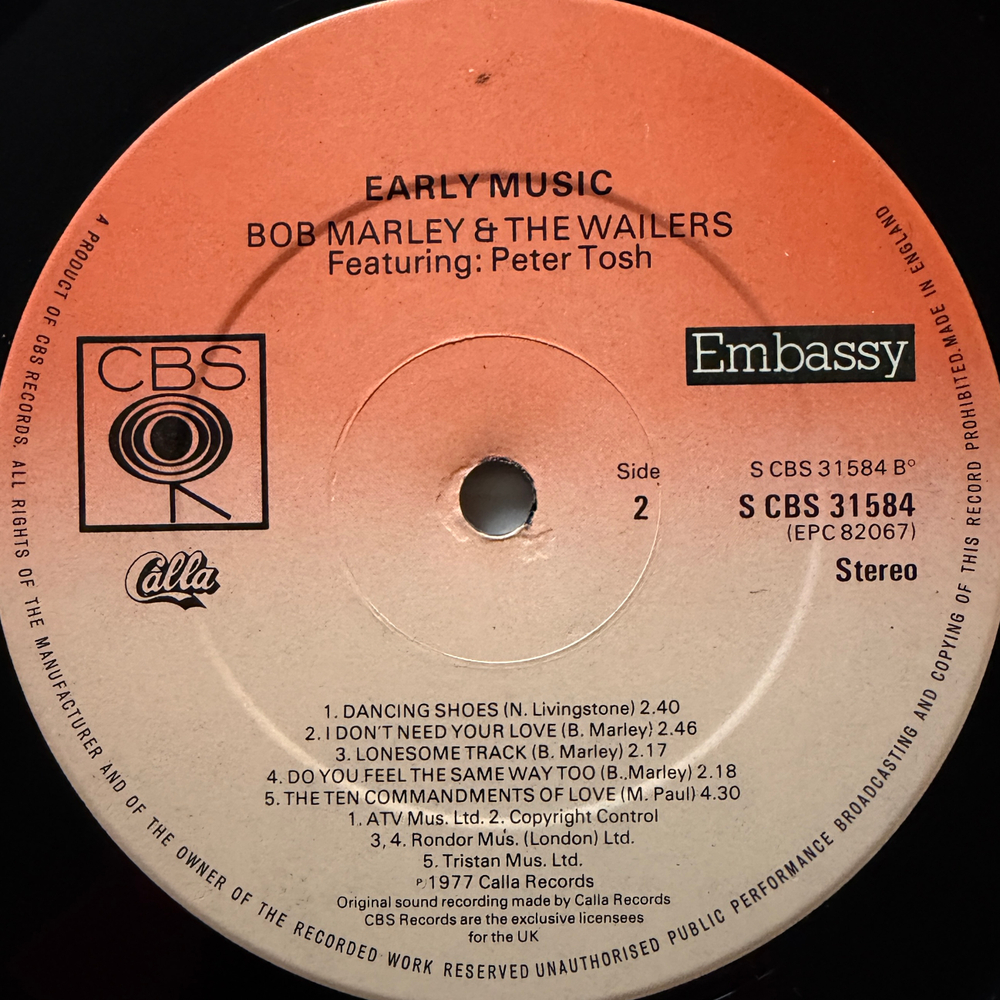 Bob Marley & The Wailers Featuring Peter Tosh ‎– Early Music (Англия 1977г.) Т