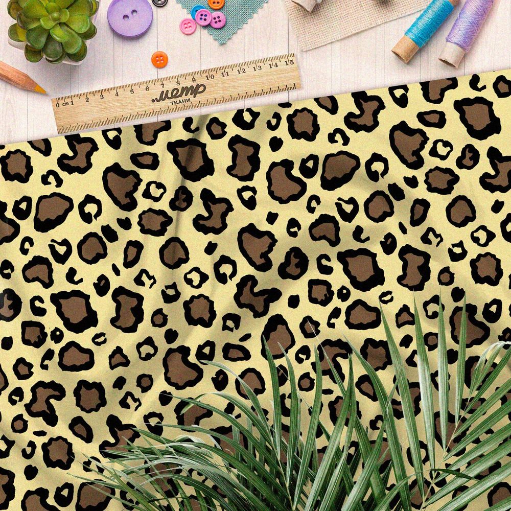Ткань шелк Армани светлый контрастный леопардный принт