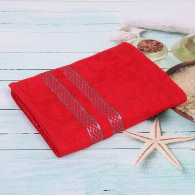 Полотенце махровое 70*140см «SILVER» цвет красный 02050 плотность 400гр/м2 с петелькой-подвесом