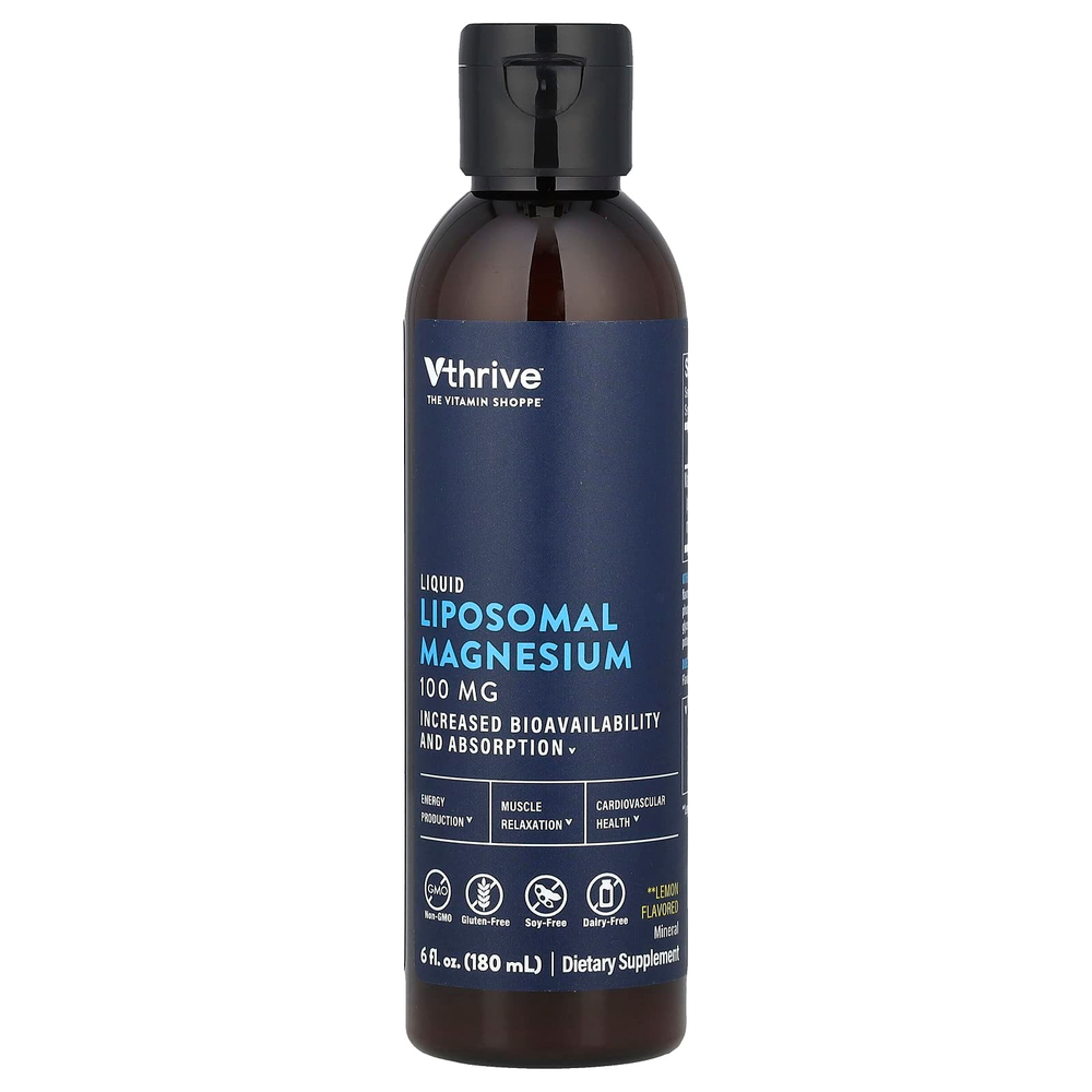 Vthrive, Жидкий липосомальный магний, лимон, 100 мг, 180 мл (6 жидк. Унций)