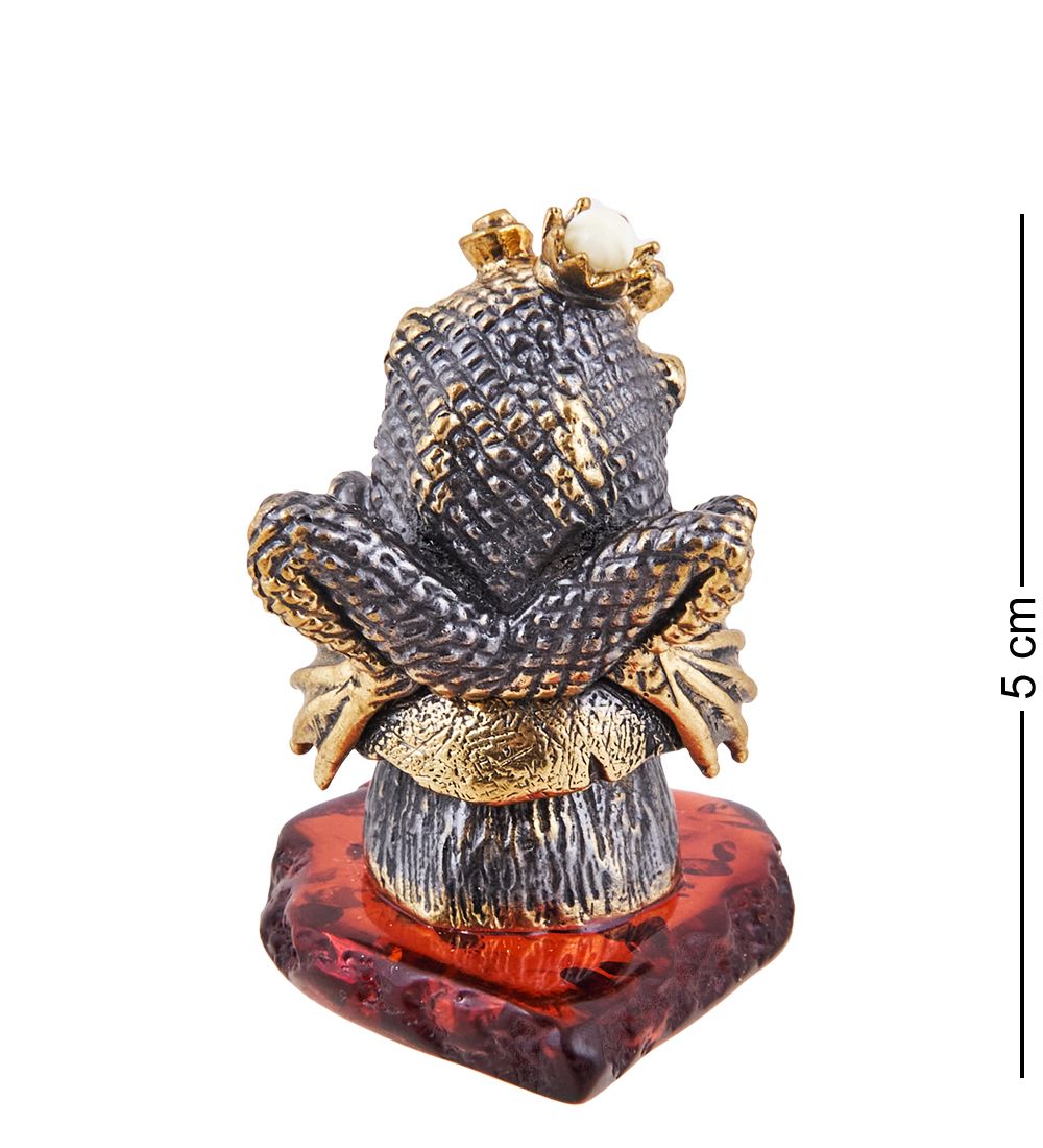 Народные промыслы AM-3693 Фигурка «Лягушка на грибочке» (латунь, янтарь)