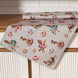 НАБОР ПОЛОТЕНЕЦ ИЗ 2ШТ "ЛОШАДЬ В ПОНЧИКАХ",СЕРЫЙ,40Х60СМ ТВИЛ,100% ХЛОПОК