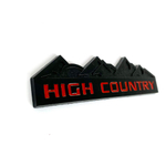 Накладки/наклейки High Country объемные ("Горная страна" 12,5х3,5см). Черный матовый с красной надписью