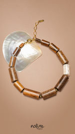 Колье Nature Bijoux, Okawa, с деревом роблес и перламутром, NB26.1-15-43760 (коричневый)