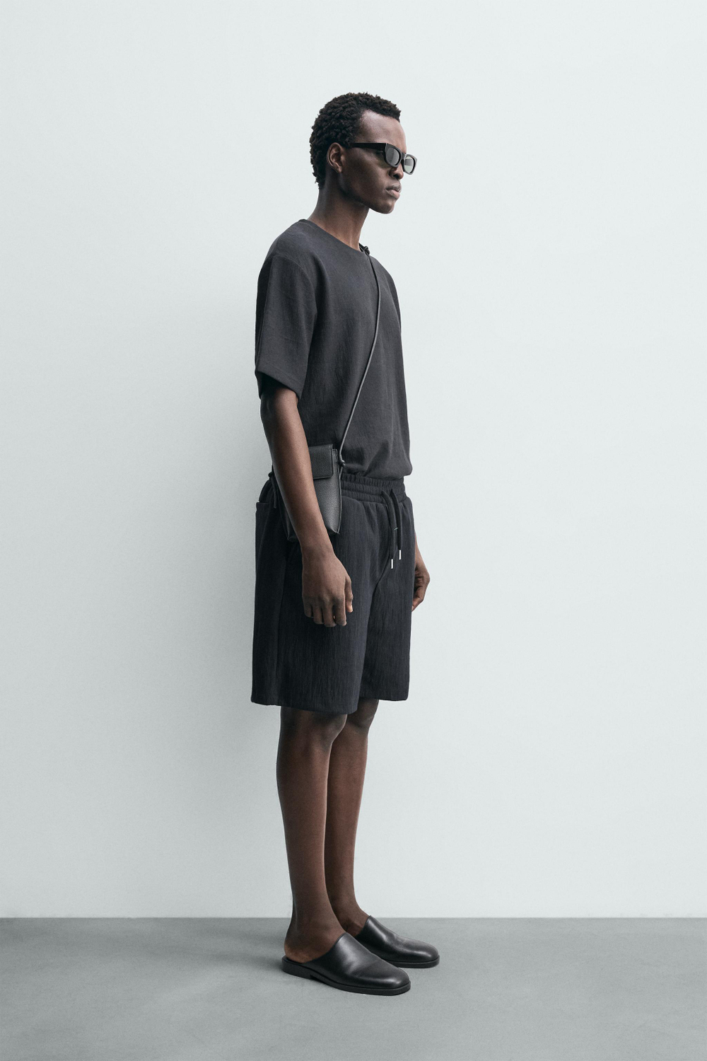ZARA ФУТБОЛКА RELAXED FIT ИЗ РЕЛЬЕФНОЙ ТКАНИ, СТАЛЬНОЙ СИНИЙ