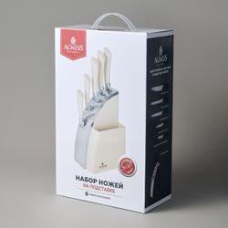 НАБОР НОЖЕЙ AGNESS НА ПЛАСТИКОВОЙ ПОДСТАВКЕ, 6 ПРЕДМЕТОВ