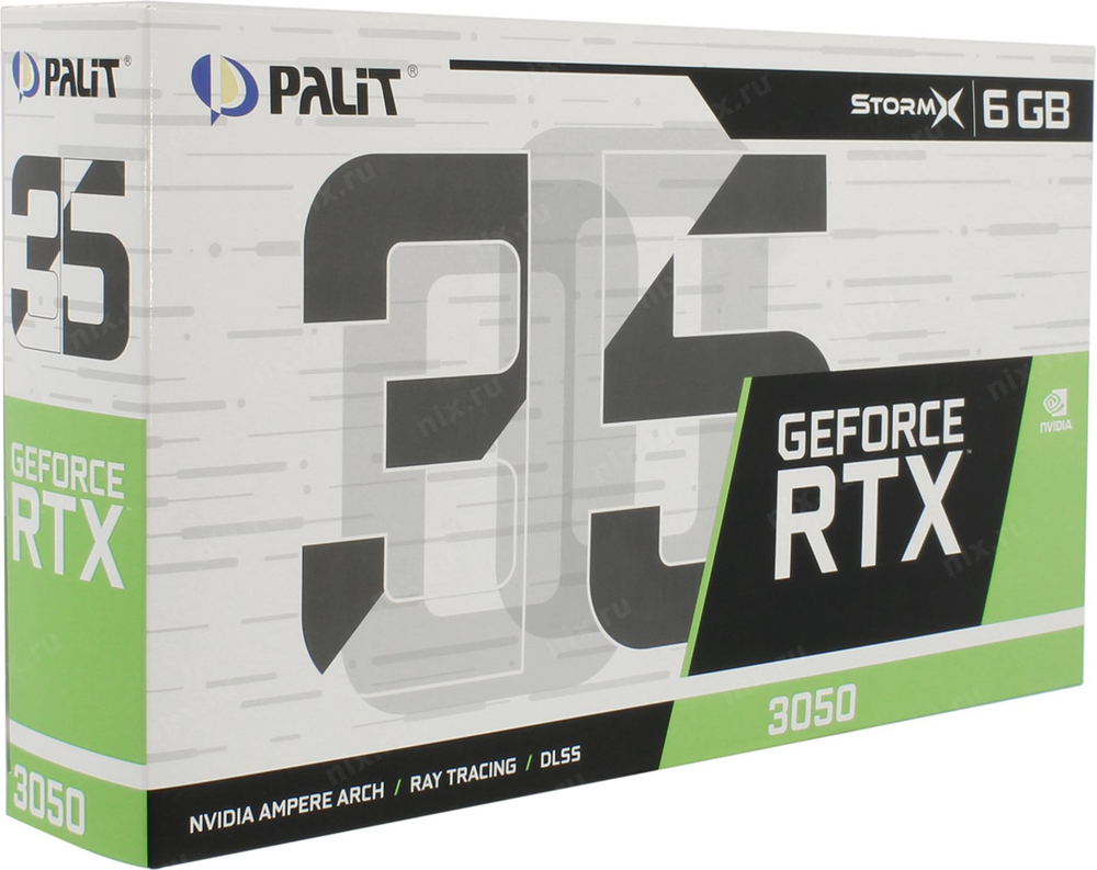Видеокарта 6Gb <PCI-E> GDDR6 Palit <RTX3050 StormX 6Gb> (RTL) DVI+HDMI+DP <GeForce RTX3050>