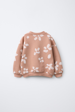 ZARA ТОЛСТОВКА С ЦВЕТОЧНЫМ ПРИНТОМ, ЗЕМЛЯНОЙ