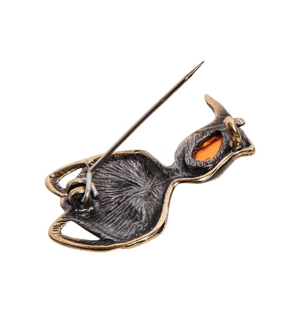 AM-2609 Брошь «Котенок Гаф» (латунь, янтарь)