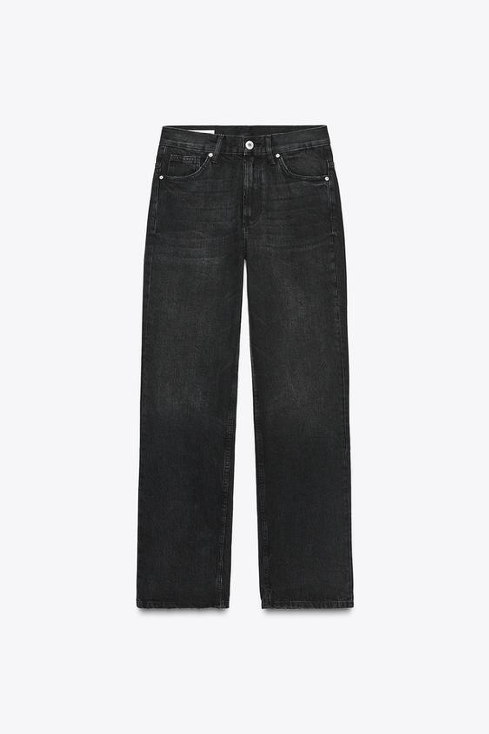 ZARA ПРЯМЫЕ ДЖИНСЫ TRF С НИЗКОЙ ПОСАДКОЙ, ЧЕРНЫЙ