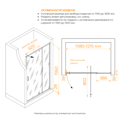 Душевая дверь RGW PA-008B (Прозрачное, 1100)