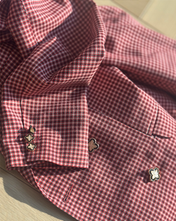 Жакет двубортный малиновый из шерсти