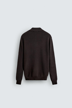 ZARA ПОЛО ИЗ ЖЕМЧУЖНОГО ТРИКОТАЖА, ШОКОЛАДНЫЙ