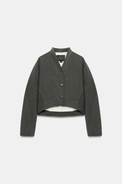 ZARA КОРОТКАЯ КУРТКА — ZW COLLECTION, АНТРАЦИТОВО-СЕРЫЙ