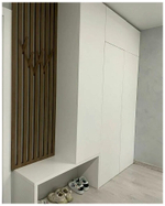 Рейки в прихожей из Бука 40х30мм с откидными крючками