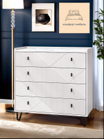 Комод для одежды с 4 ящиками Белый, фасад мдф, Кашемир 100х99х46 см