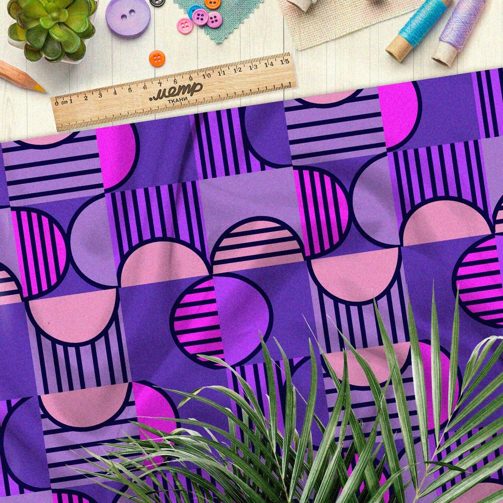 Ткань мембрана фиолетовые узоры из 50-х