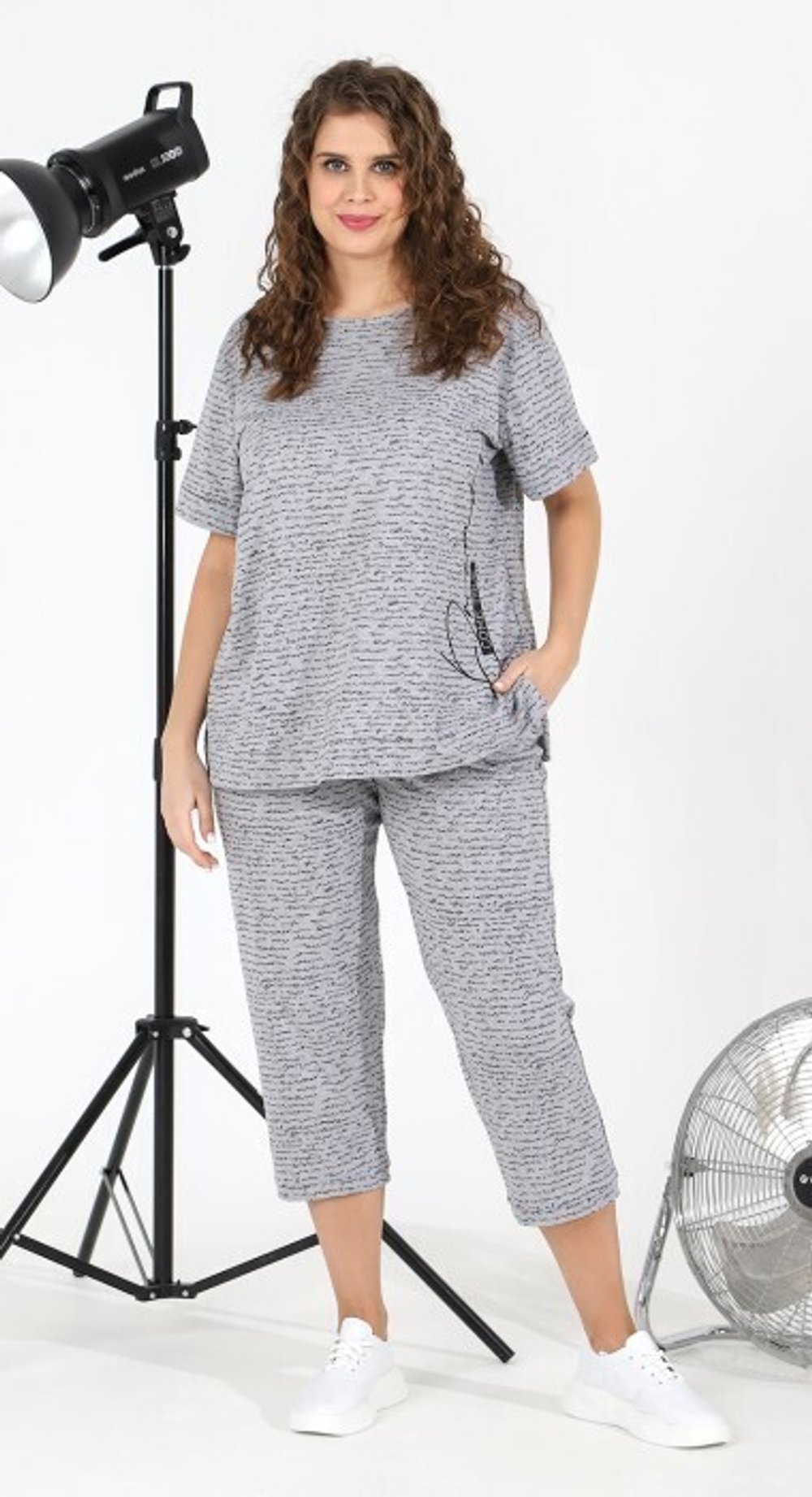 Пижама женская "Письмена" бриджи+футболка К-770