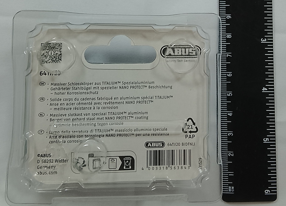 Навесной замок ABUS 64TI/20 B/DFNLI