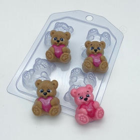 Пластиковая форма для конфет Мишка с сердцем МИНИ