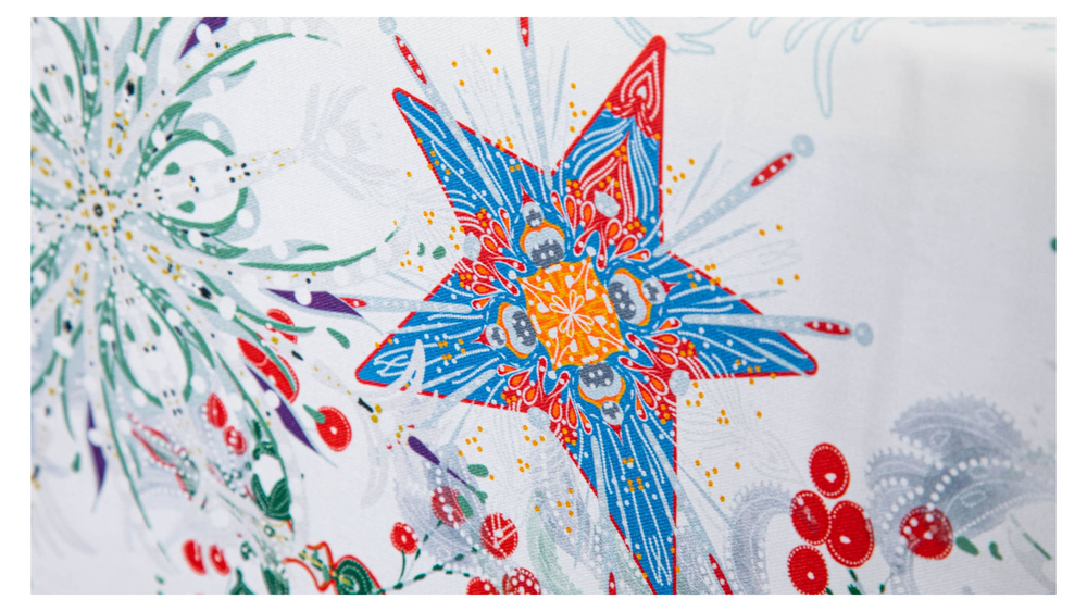 Скатерть 168х250см Mix&Match Home Счастливая звезда белая с принтом