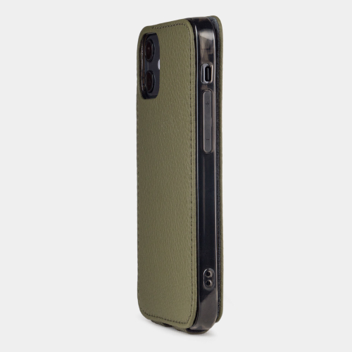 Чехол для iPhone 12 Mini из натуральной кожи теленка, зеленого цвета