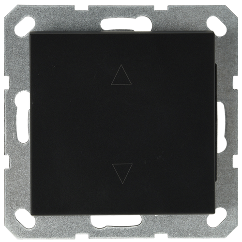 Выключатель одноклавишный для штор 10A 250V~ с накладкой, цвет черный матовый (soft touch)