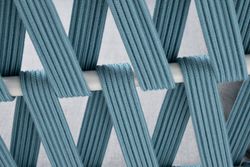 "Диего" кресло плетеное из роупа, каркас алюминий светло-серый (RAL7035) муар, роуп бирюзовый круглый, ткань светло-серая