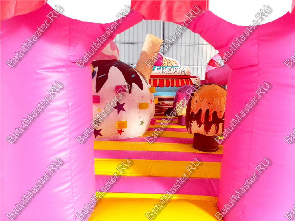 Коммерческий надувной батут "Мороженое розовое" 6*4*2,8 м