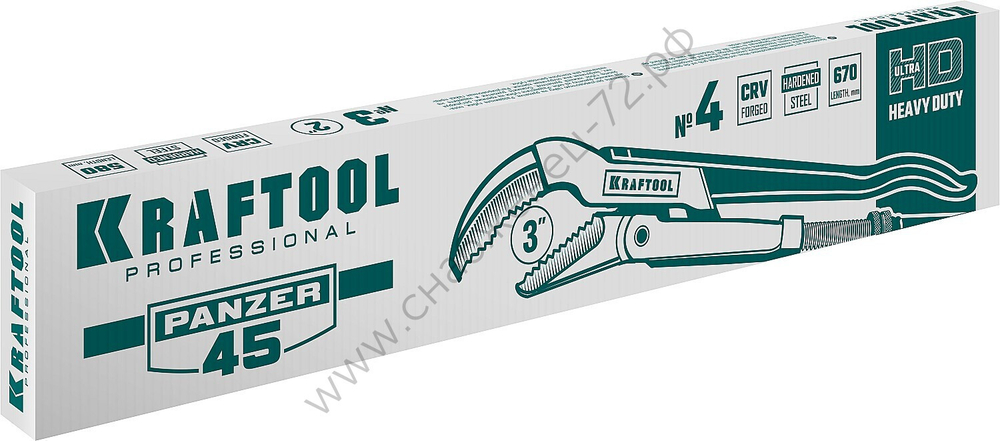 KRAFTOOL PANZER-45, №4, 3″, 670 мм, Трубный ключ с изогнутыми губками (2735-30)