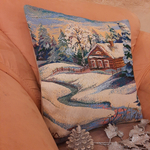 Декоративная гобеленовая наволочка для диванной подушки Зимовье 47*47