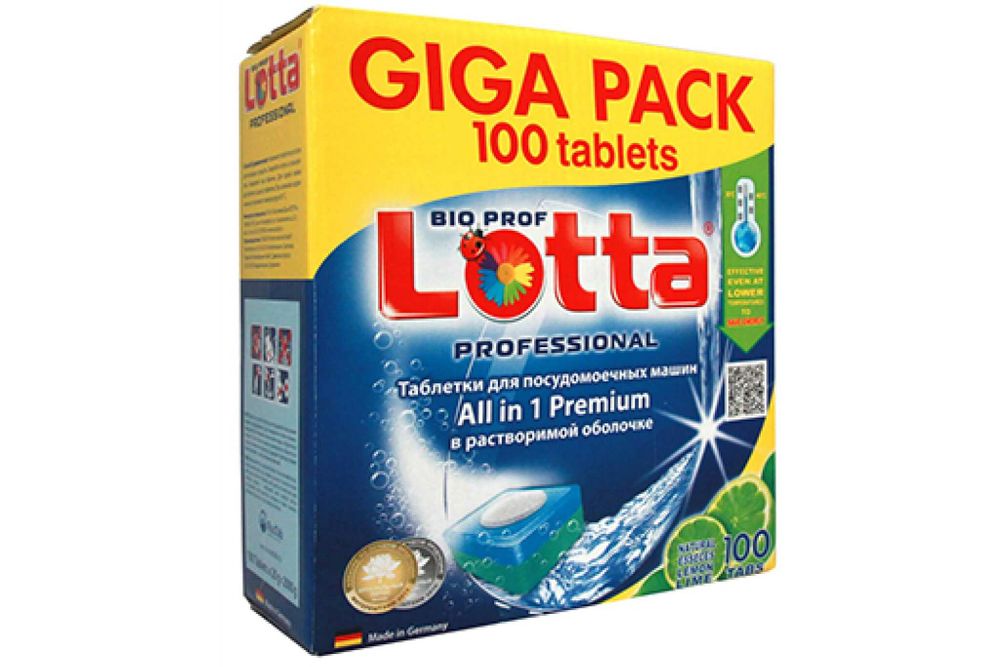 Таблетки для посудомоечных машин Lotta Allin1 GIGA PACK растворимые, 100 шт 4660002310130