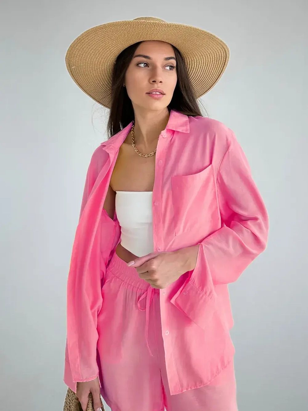 Костюм с шортами и рубашкой летний оверсайз