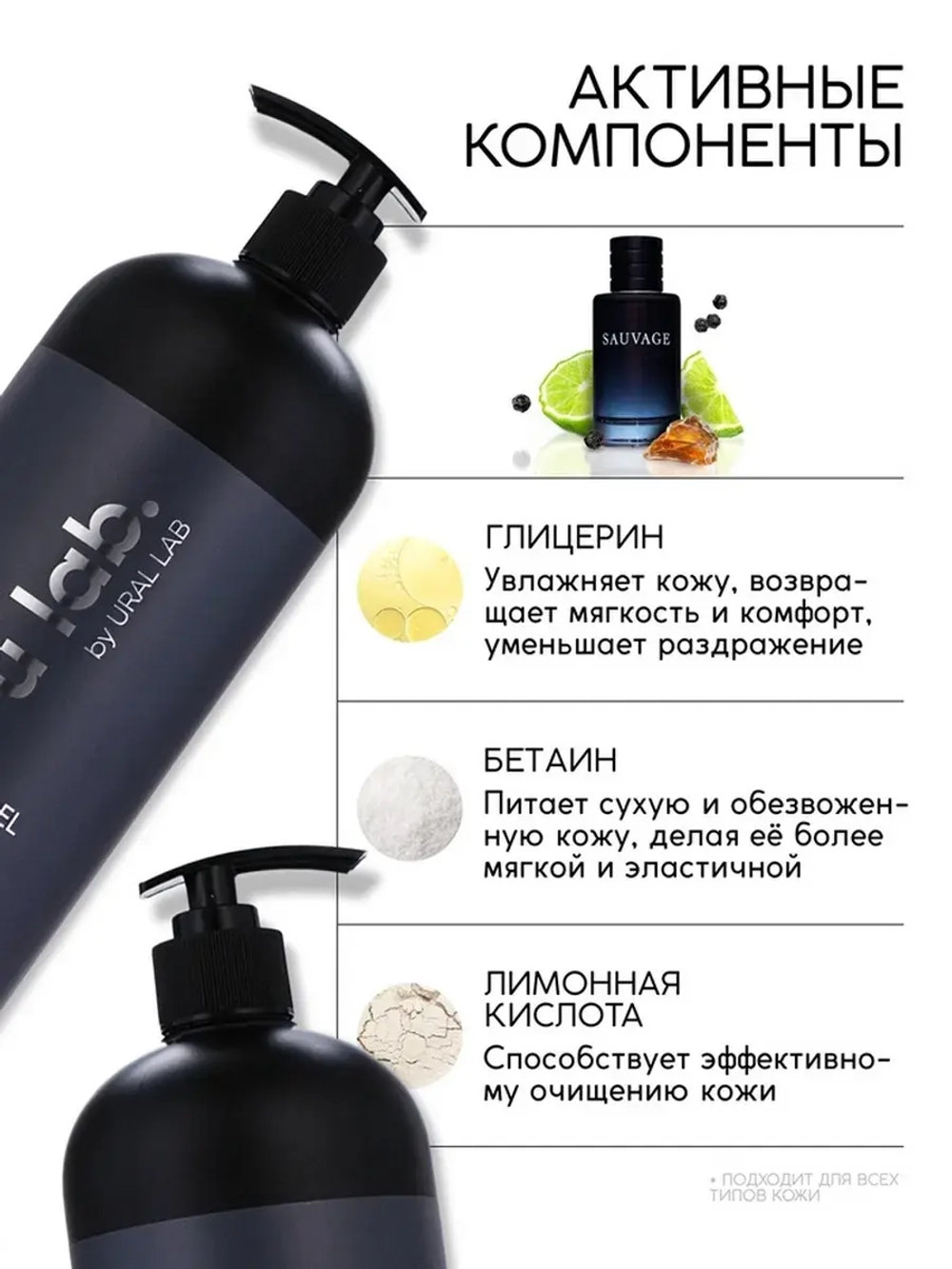 Гель для душа мужской, парфюмированный Dior Sauvage, 1000 мл
