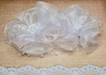 Большие школьные банты из  лепестков с бусинками, на резинке, 2 шт.