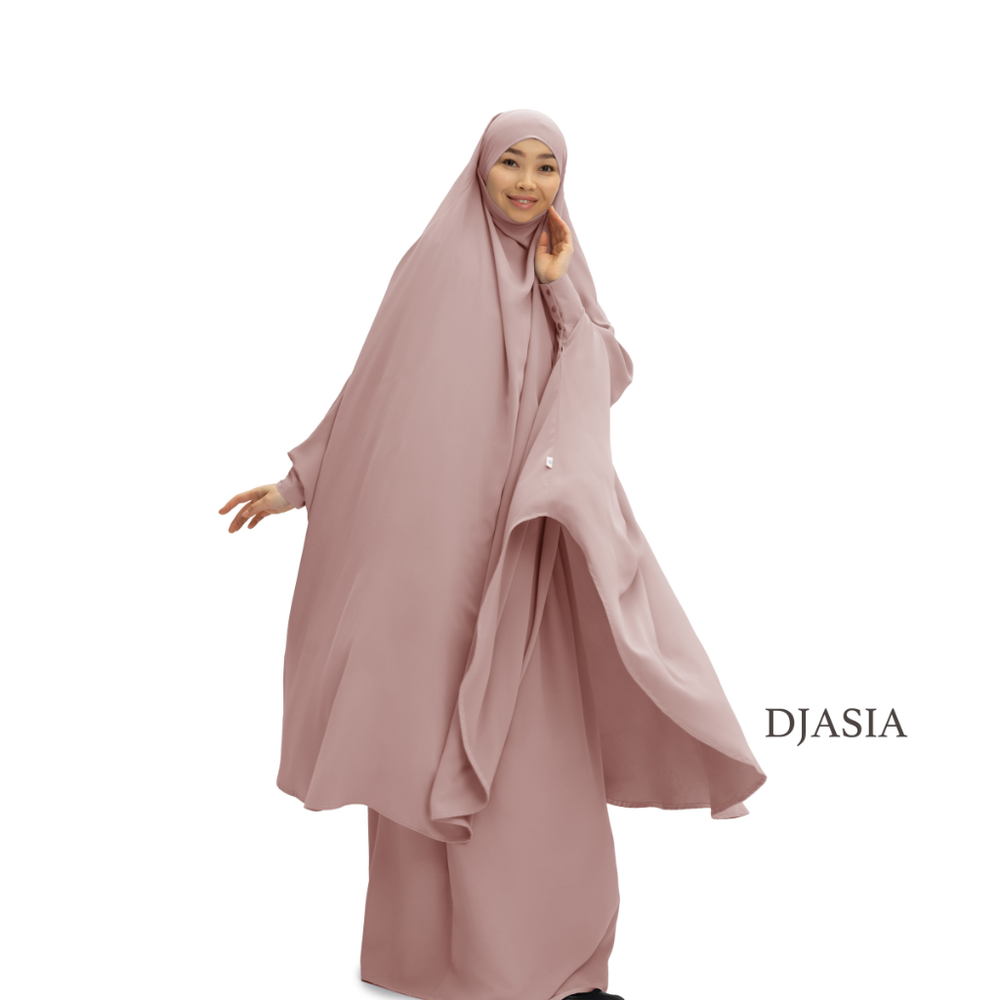 SET: KHIMAR WITH TIE SLEEVES AND  SKIRT FROM ABAY SILK