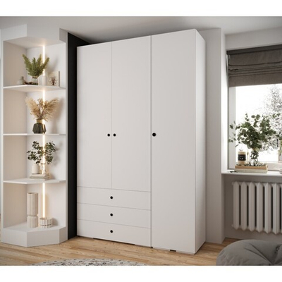 Распашной трехсекционный шкаф Тион-3.3 Белый Фасадный 0101  150*45*240