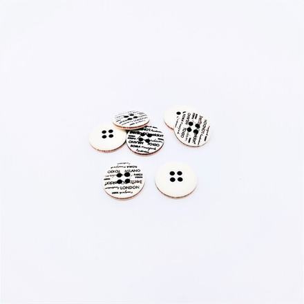 L-36/11886/4 24 (02) Пуговица №530, 4 прокола бел./корич.мат.полиэстер 'города' ГР (--, --)