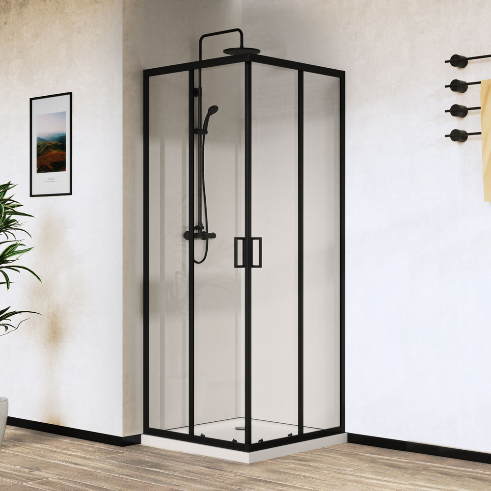 Душевой уголок Сити (City) Vincea VSS-5CT900CLB, 900*900, черный, стекло прозрачное